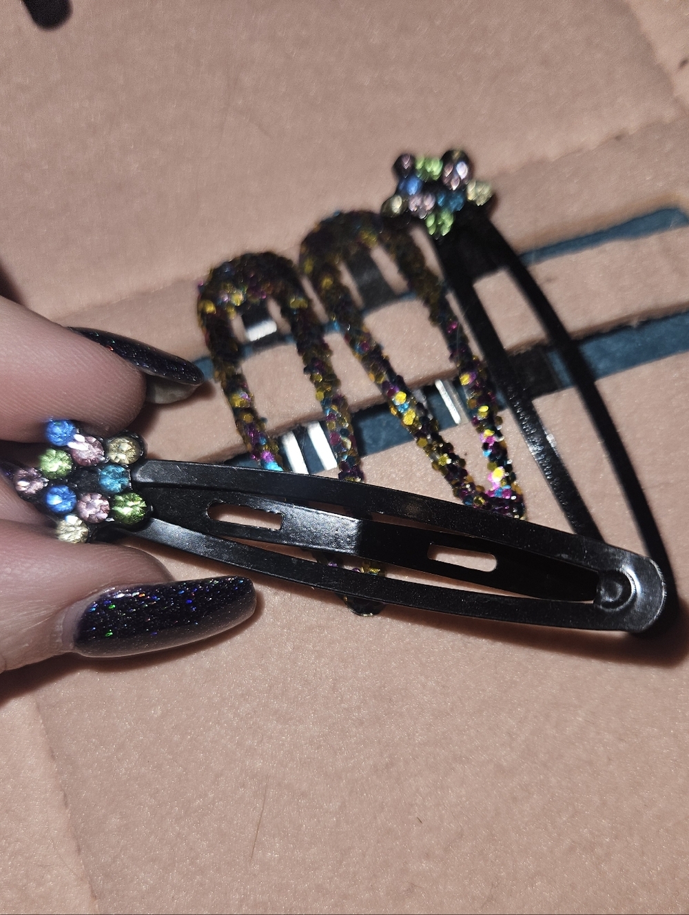 Sparkly Multi-Color Rhinestone Hair Clips Set Of 4 - Picture 4 of 6